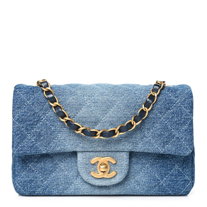 Chanel Washed Denim Quilted Mini Rectangular Flap Blue 1 of 11
