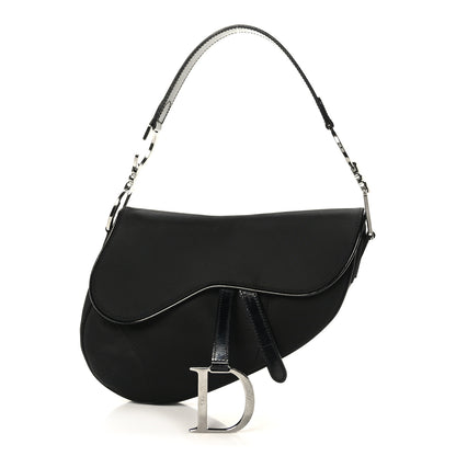 Christian Dior Canvas Patent Calfskin Saddle Bag Black 1 of 9