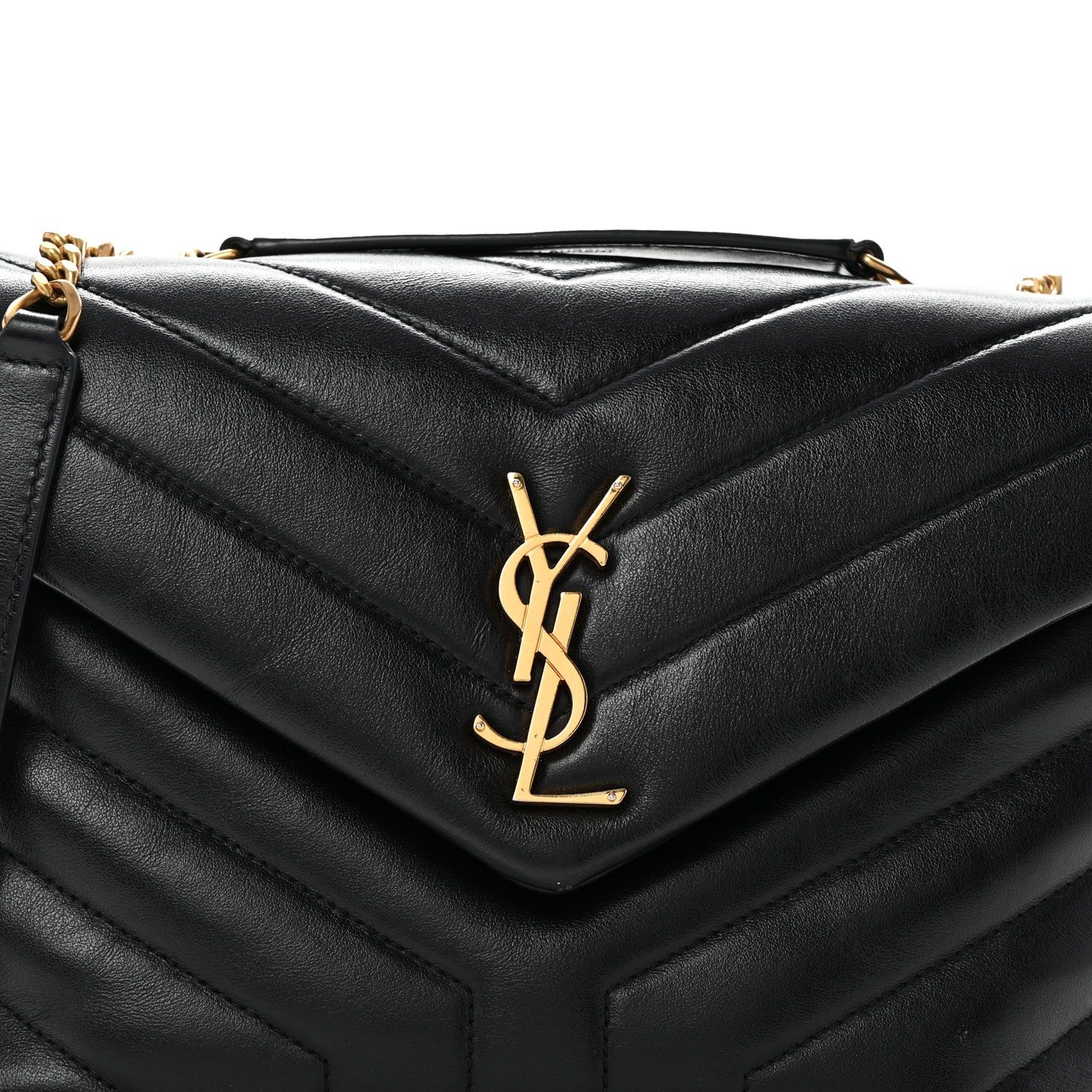 Saint Laurent Calfskin Y Quilted Monogram Small Loulou Chain Satchel Black 8 of 10