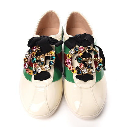 Gucci Patent Crystal Web GG Womens Falacer Sneakers 40 Mystic White New Shamarock Red 12 of 12