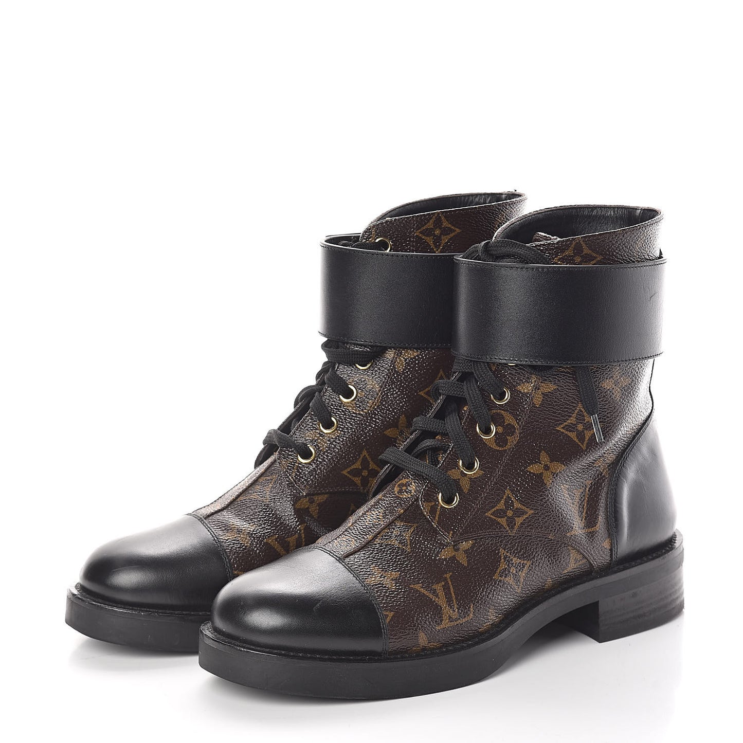 Calfskin Monogram Wonderland Flat Ranger Boots 38.5 Black