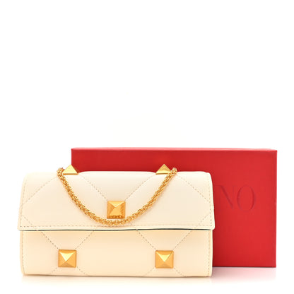 Valentino Garavani Nappa Roman Stud Wallet on Chain Ivory 10 of 10