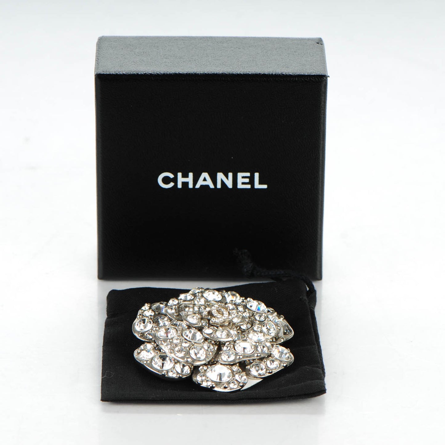 Swarovski Crystal Camellia CC Brooch Silver