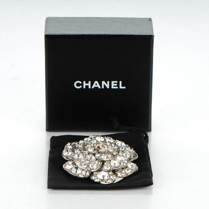 Chanel Swarovski Crystal Camellia CC Brooch Silver 5 of 5