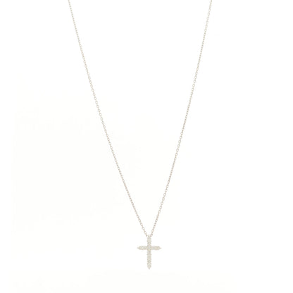 Graff 18K White Gold Diamond Petite Cross Pendant Necklace 1 of 5