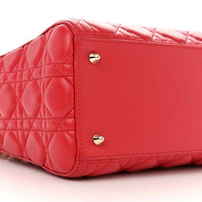 Christian Dior CHRISTIAN DIOR Lambskin Cannage Medium Lady Dior Red 9 of 10
