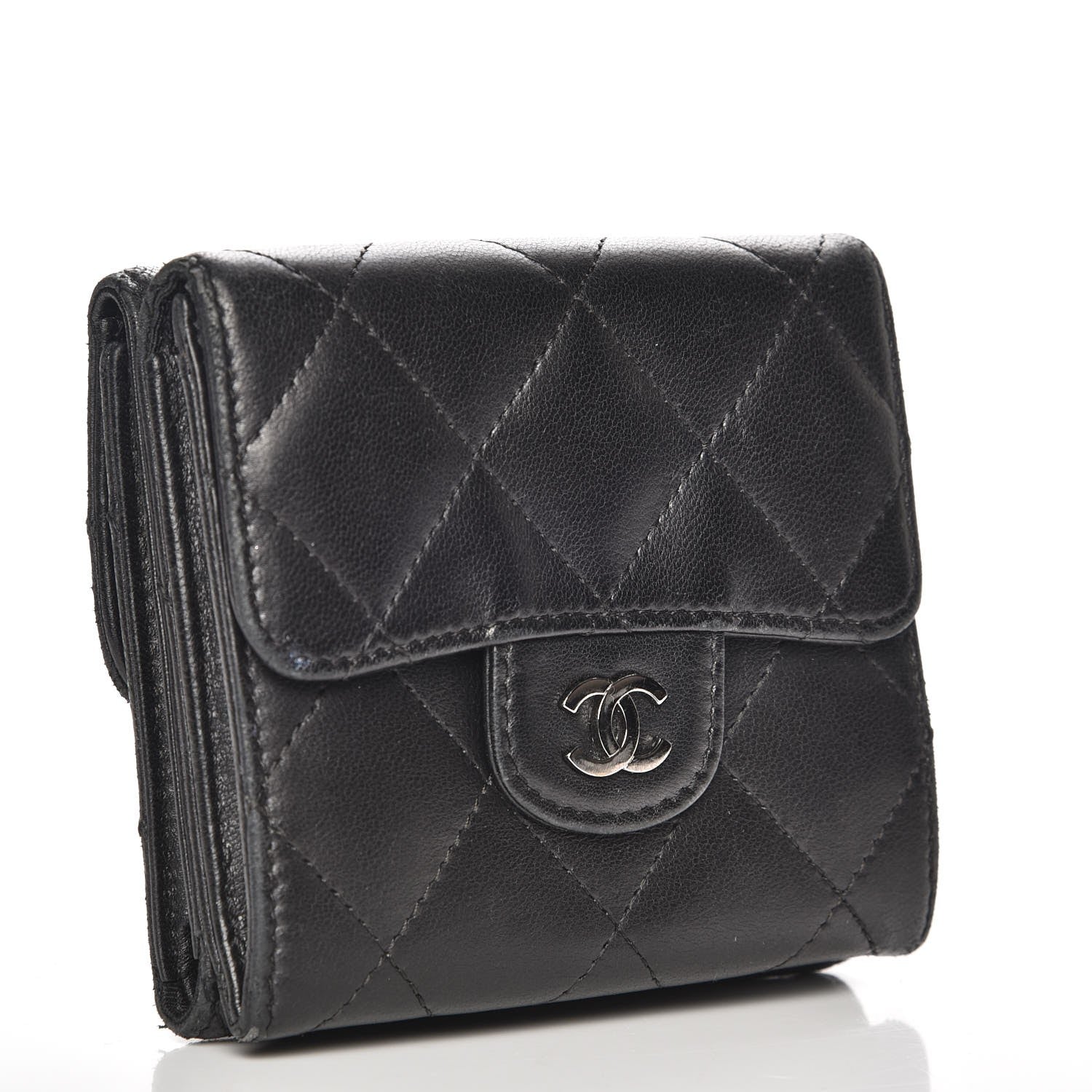 Chanel Lambskin Quilted Double Sided Wallet Black 3 of 10