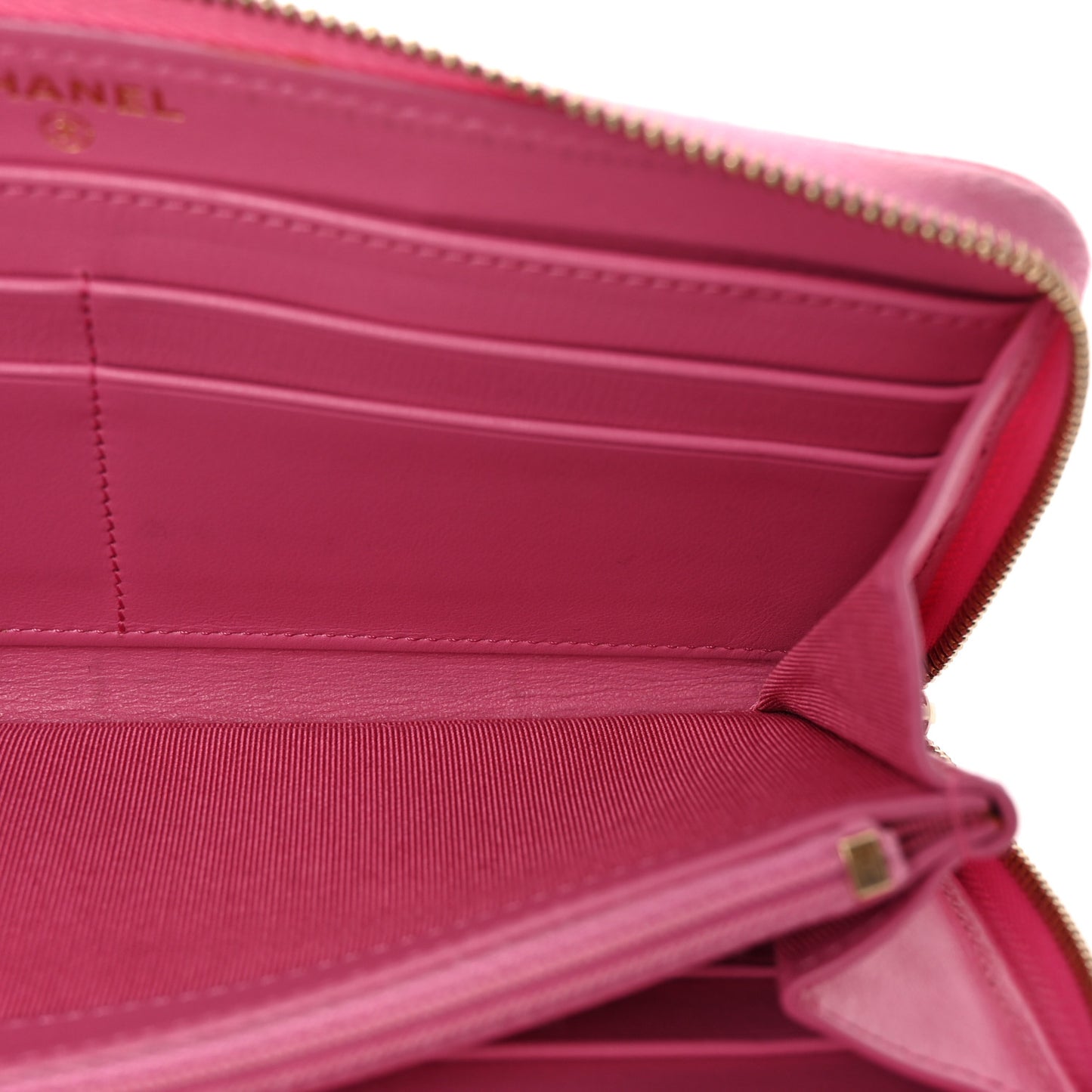 Caviar Quilted Large Gusset Zip Around Wallet Pink