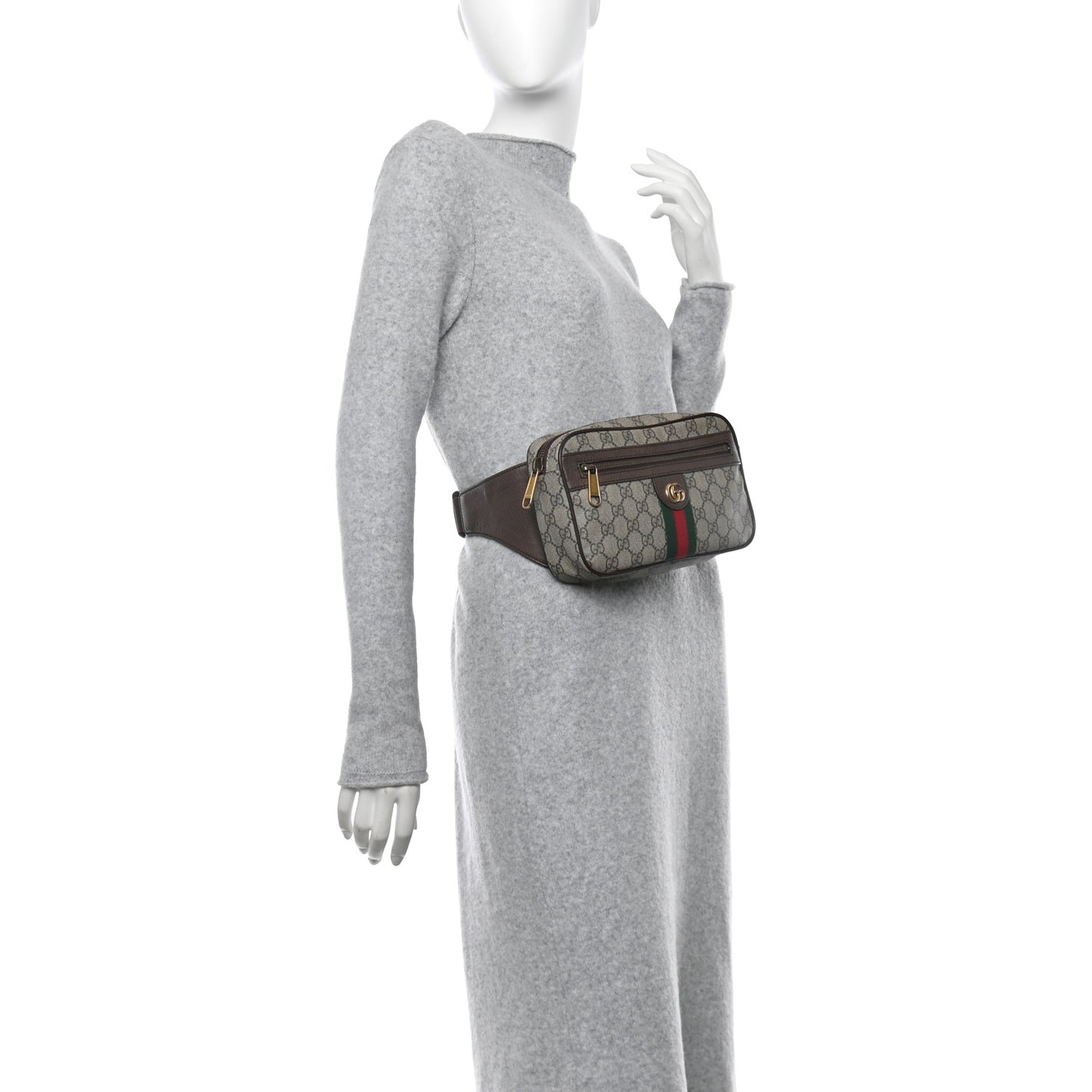 Soft GG Supreme Monogram Medium Ophidia Belt Bag Dark Brown