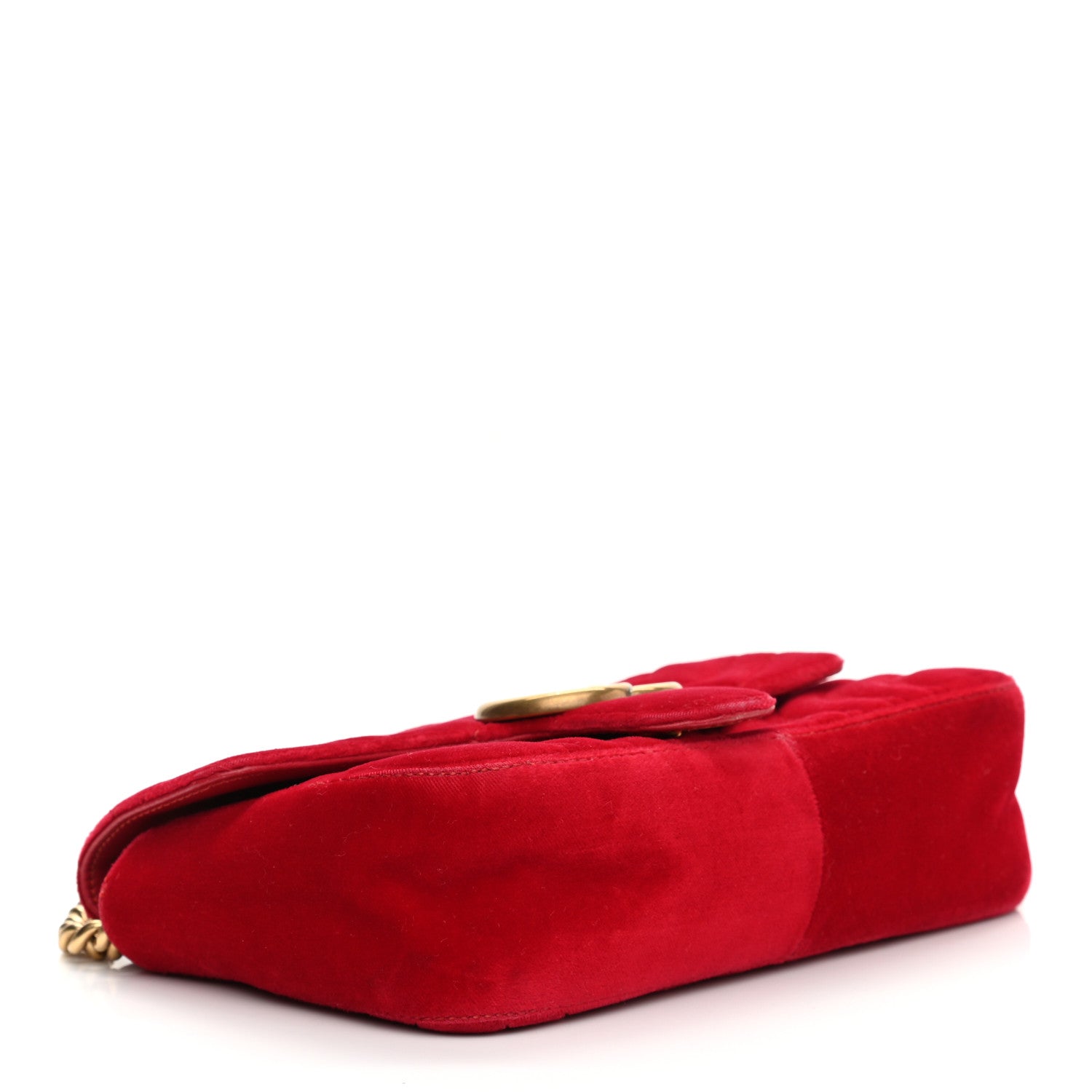 Gucci Velvet Matelasse Mini GG Marmont Shoulder Bag Hibiscus Red 7 of 10