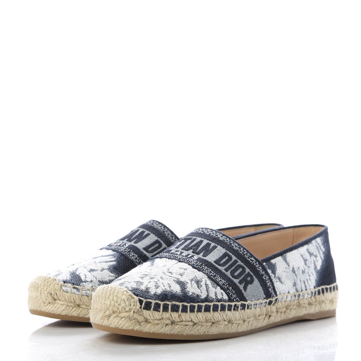 Canvas Tie and Dior Embroidered Granville 15mm Espadrilles 37 Denim