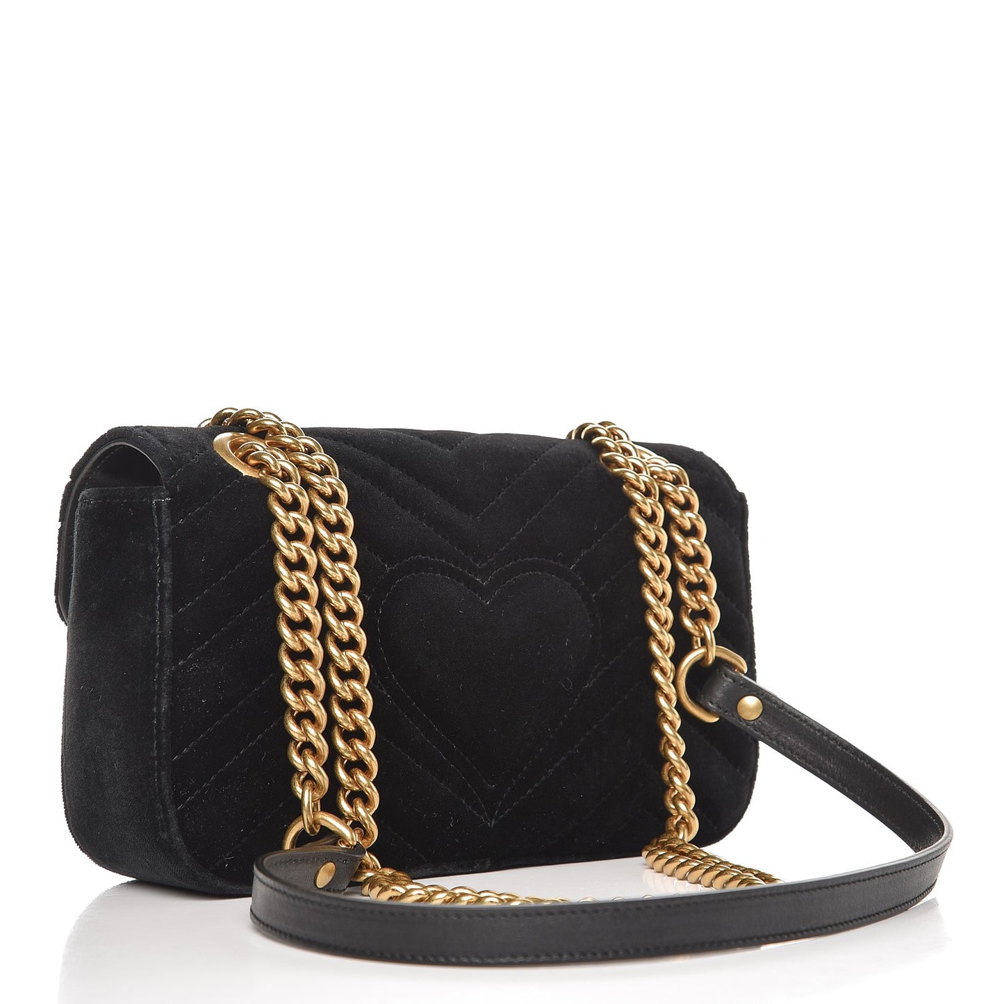Velvet Matelasse Embroidered Mini GG Marmont Shoulder Bag Black