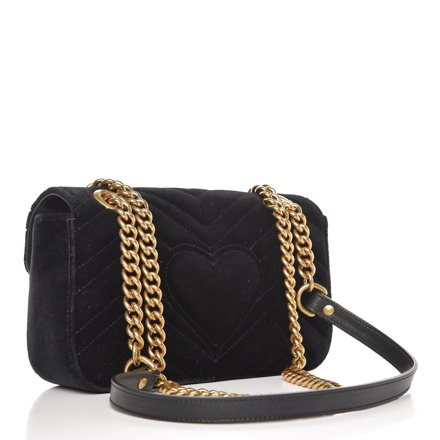 Gucci Velvet Matelasse Embroidered Mini GG Marmont Shoulder Bag Black 3 of 7