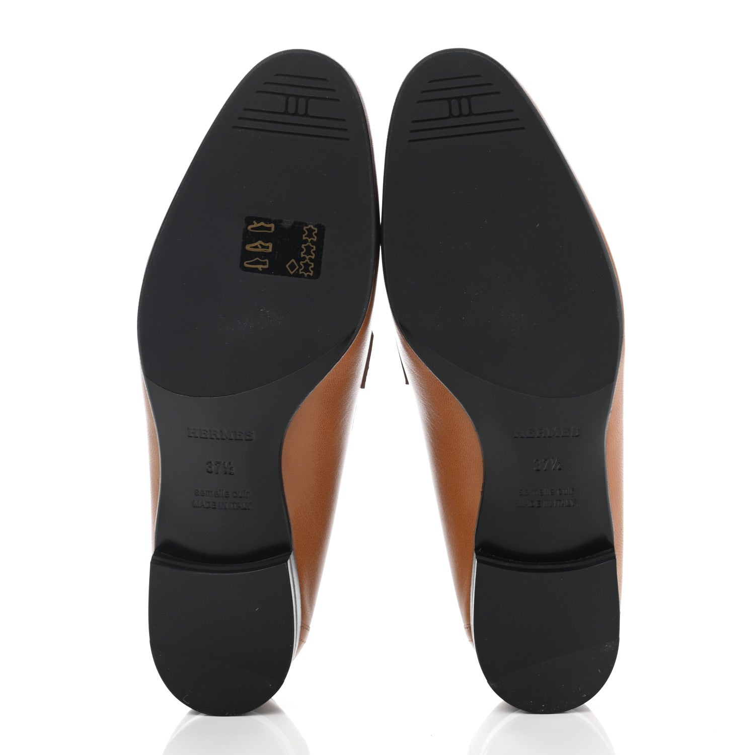 Hermes Goatskin Womens Paris Loafers 37.5 Gold 5 of 8