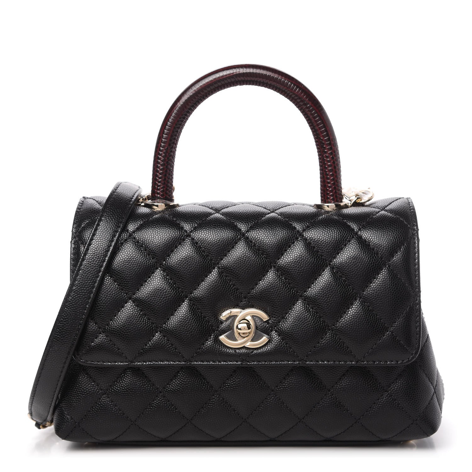 Chanel Caviar Lizard Embossed Quilted Mini Coco Handle Flap Black 1 of 11