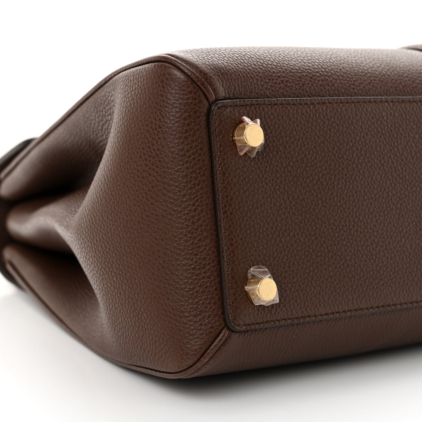 Grained Calfskin Medium 16 Top Handle Bag Brown