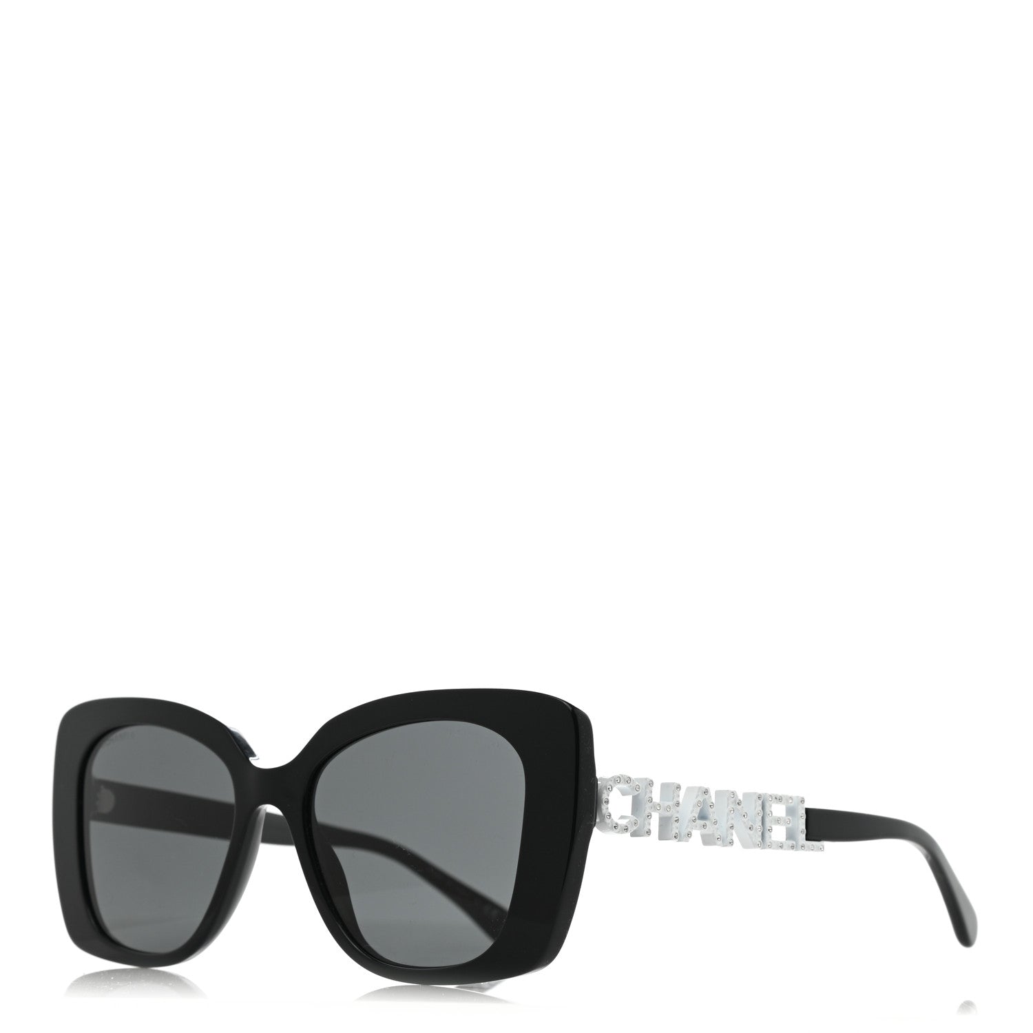 Chanel Acetate Strass Square Sunglasses 5422-B Black White 1 of 7