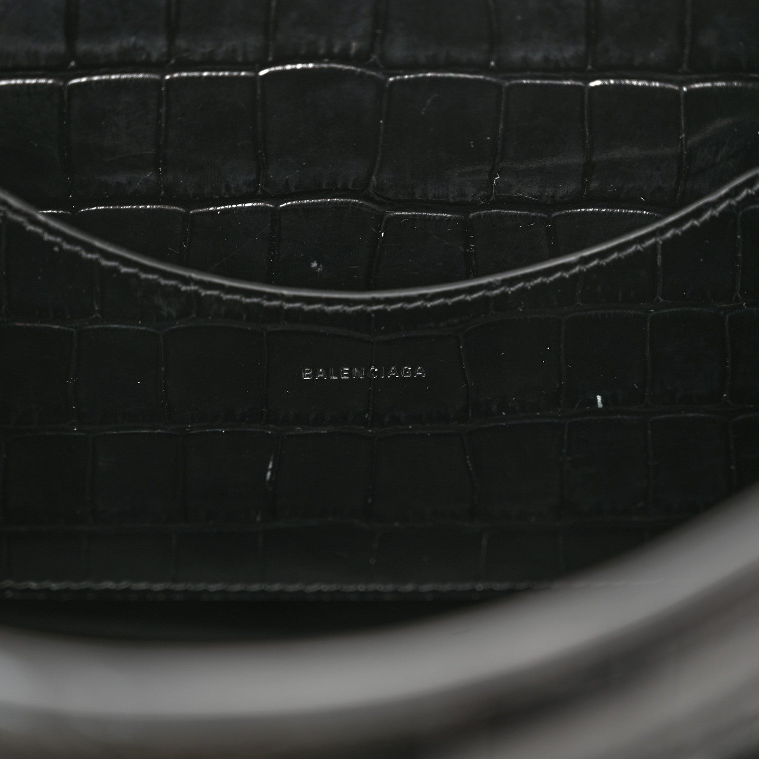 Balenciaga Shiny Supple Calfskin Crocodile Embossed Brass Hardware Neo Classic City Black 6 of 13