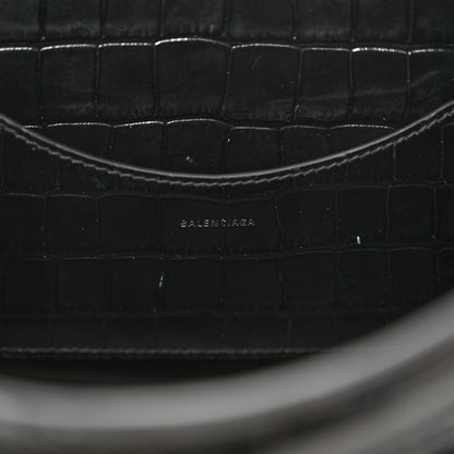 Balenciaga Shiny Supple Calfskin Crocodile Embossed Brass Hardware Neo Classic City Black 6 of 13