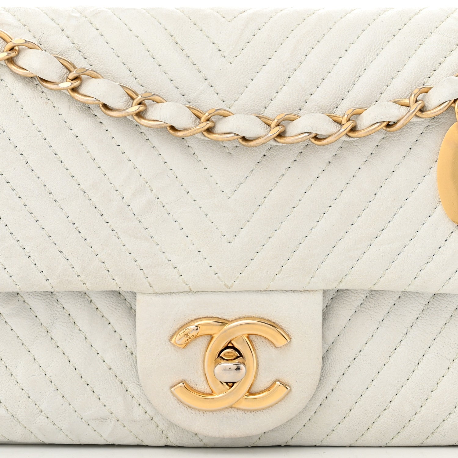 Chanel Calfskin Surpique Chevron Small Flap White 8 of 10