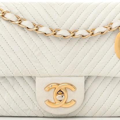Chanel Calfskin Surpique Chevron Small Flap White 8 of 10