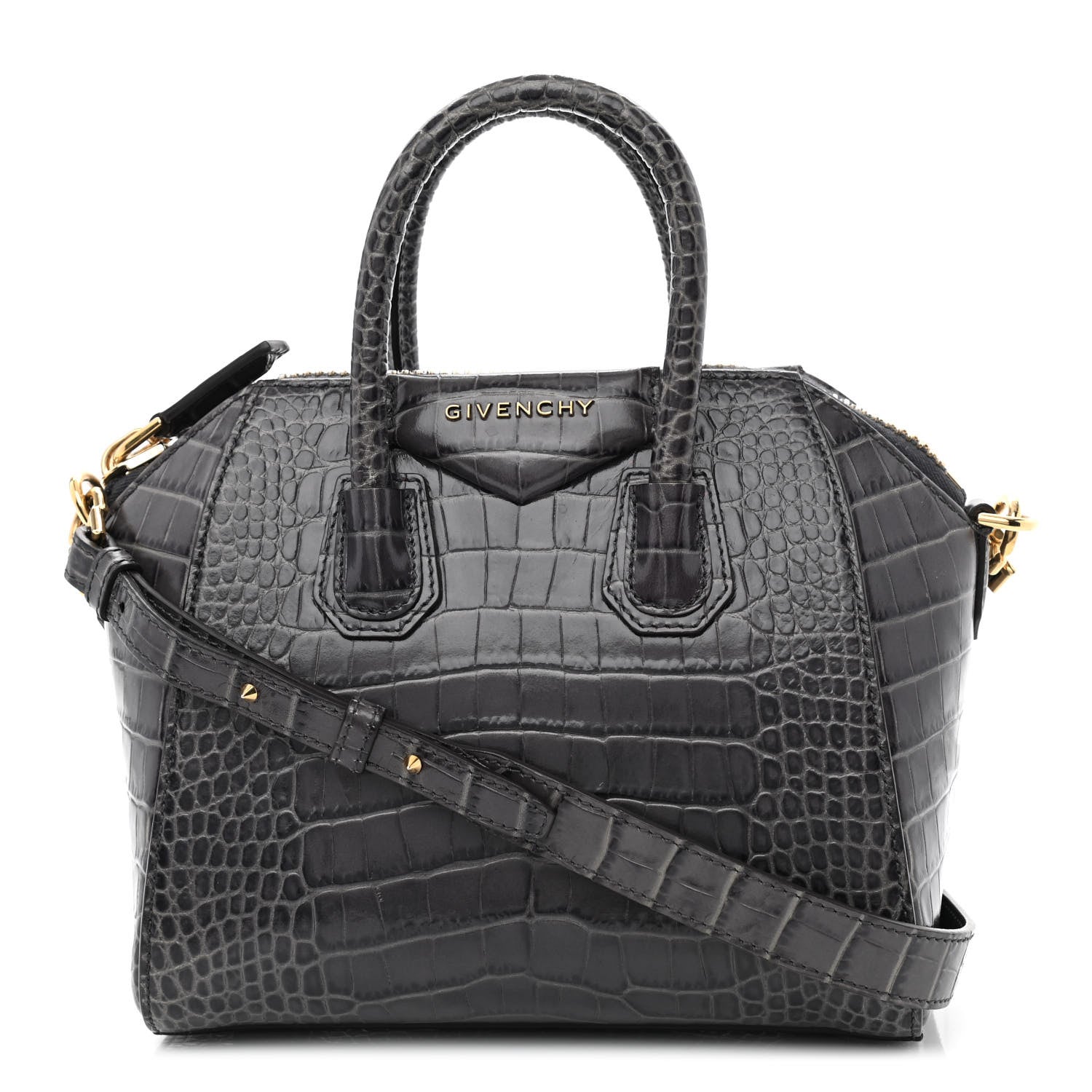 Givenchy Calfskin Crocodile Embossed Mini Antigona Storm Grey 1 of 11