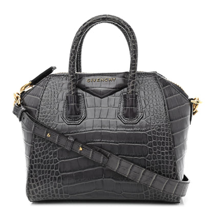Givenchy Calfskin Crocodile Embossed Mini Antigona Storm Grey 1 of 11