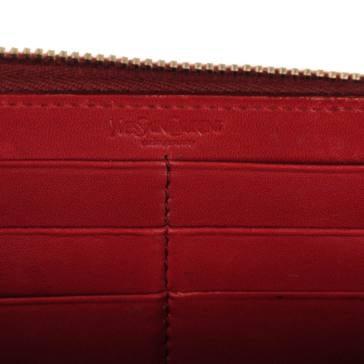 Textured Patent Calfskin Belle De Jour Zip Around Wallet Red