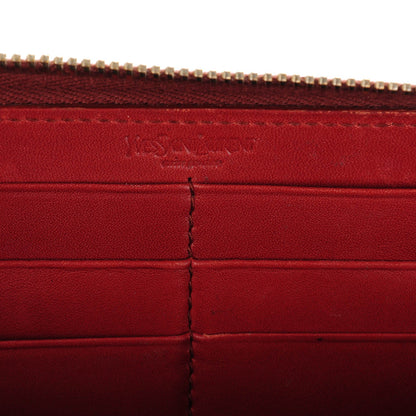 Saint Laurent Textured Patent Calfskin Belle De Jour Zip Around Wallet Red 6 of 7