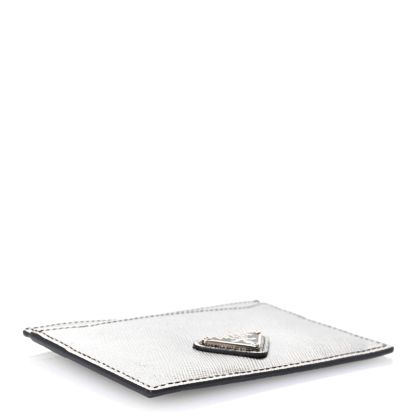 Metallic Saffiano Metal Card Case Cromo