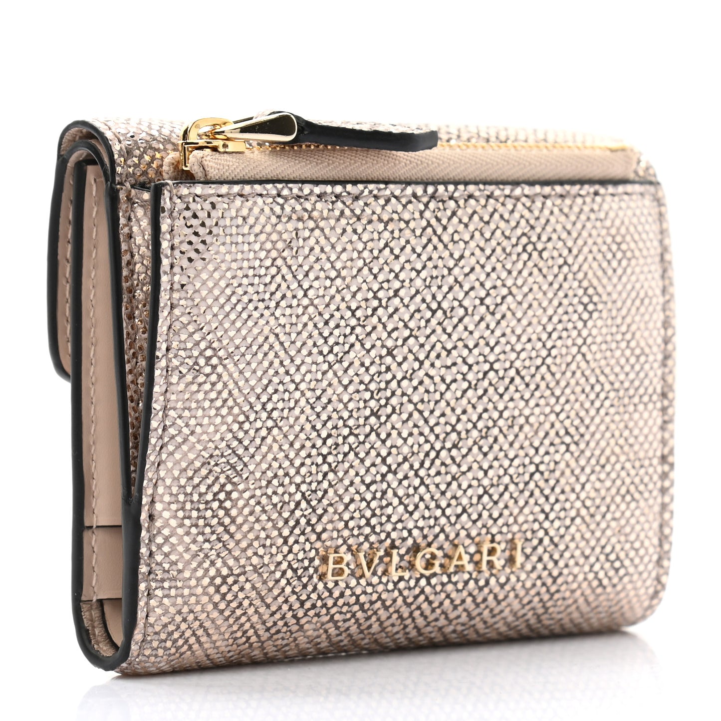Karung Calfskin Serpenti Forever Compact Wallet Beige