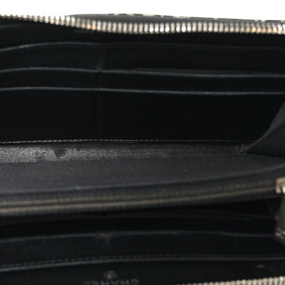 Chanel Lambskin Camellia Embossed Large Zip Around Gusset Wallet Black White 5 of 10
