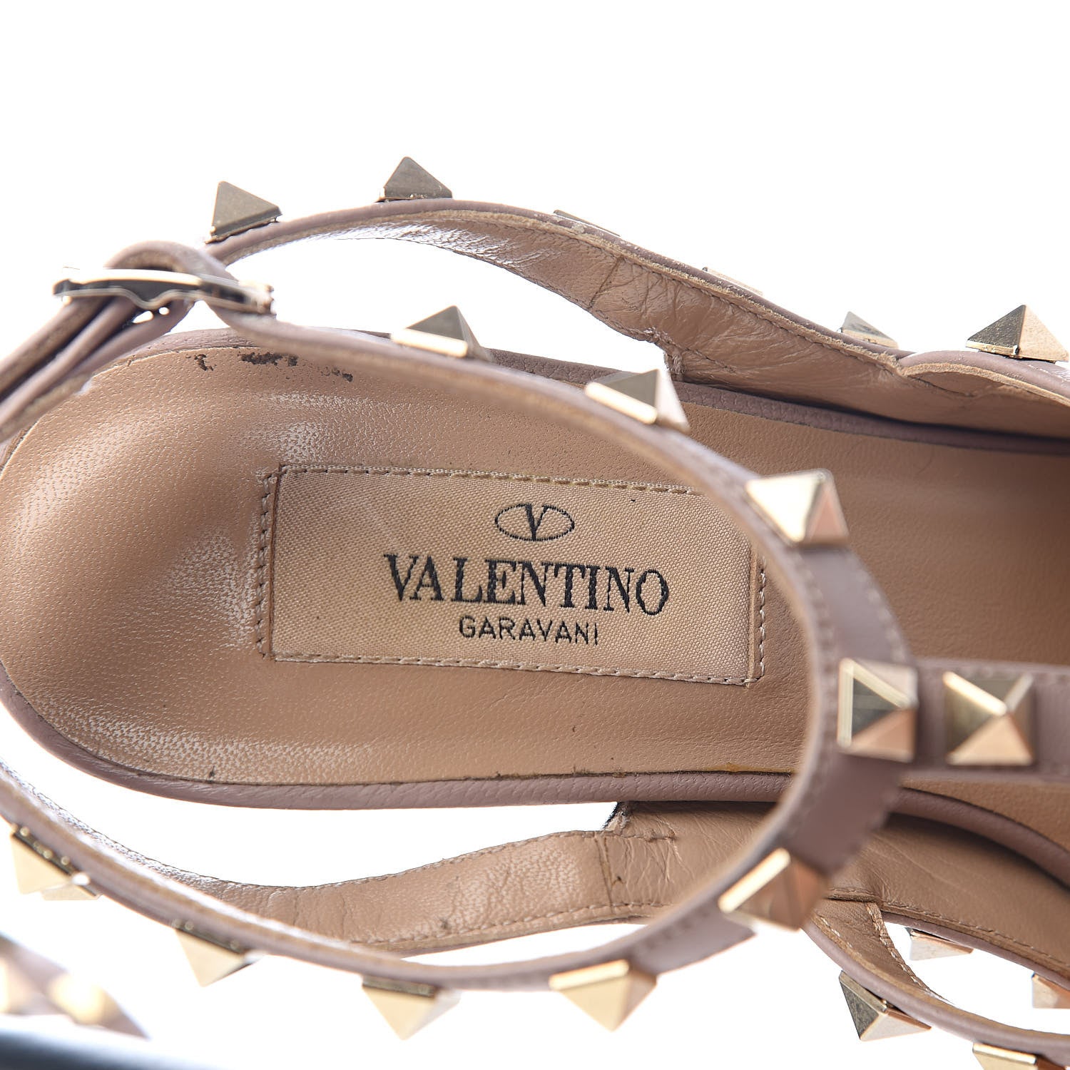 Valentino Garavani Nappa Rockstud Ankle Strap Pumps 36 Black Poudre 9 of 13