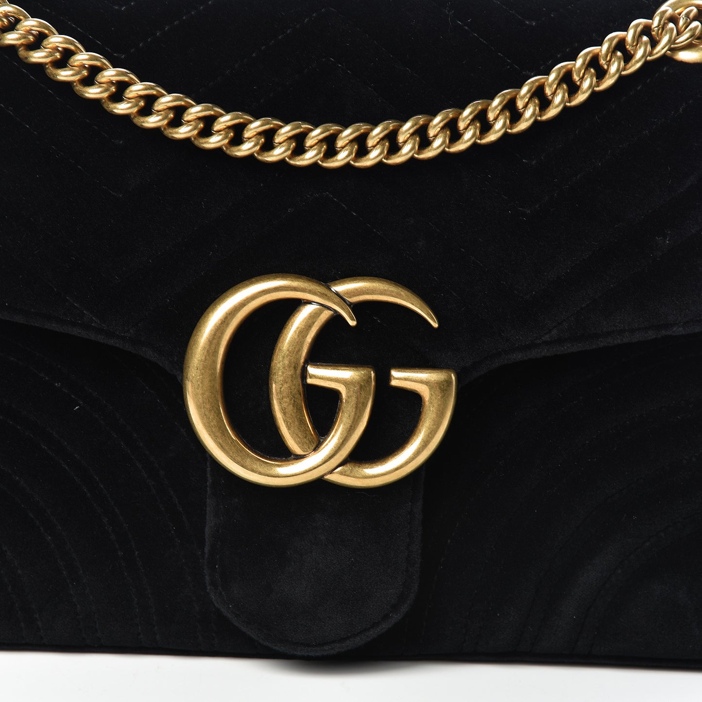 Velvet Matelasse Medium GG Marmont Shoulder Bag Black