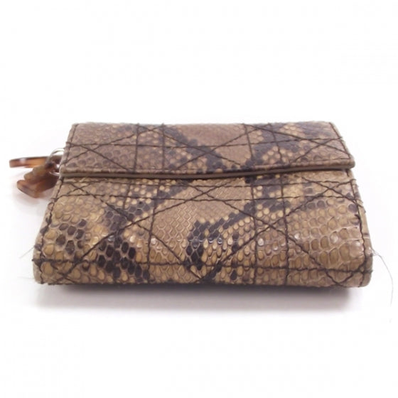 Python Flap Wallet Clutch Brown