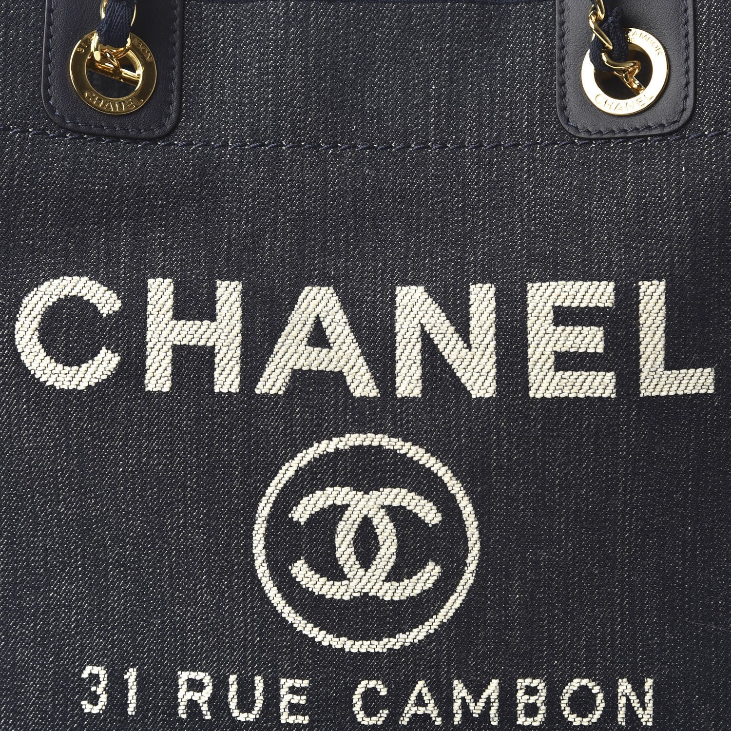 Chanel Denim Small Deauville Tote Dark Blue 10 of 11