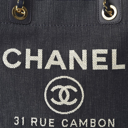 Chanel Denim Small Deauville Tote Dark Blue 10 of 11