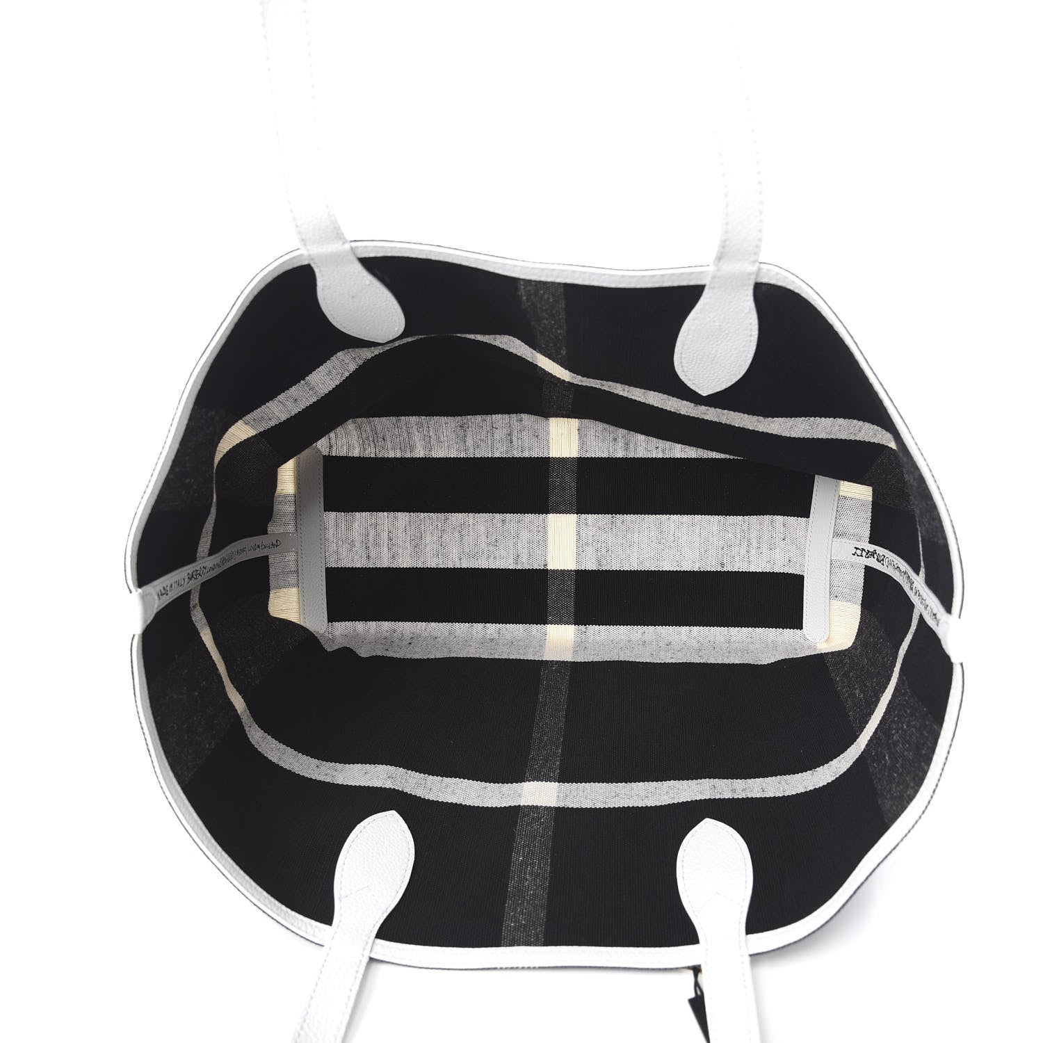 Burberry Coated Canvas Mega Check Medium Doodle Tote Black White 8 of 14