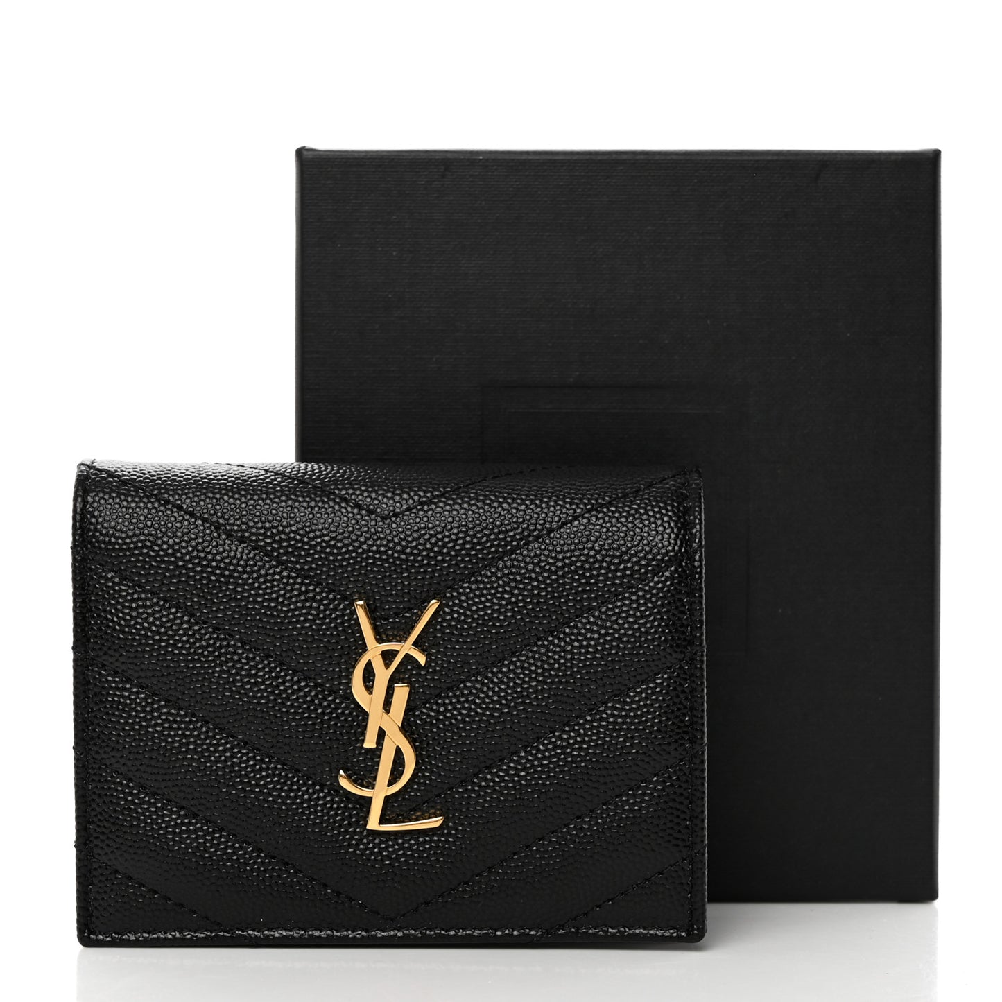 Grain De Poudre Matelasse Chevron Monogram Flap Card Case Black