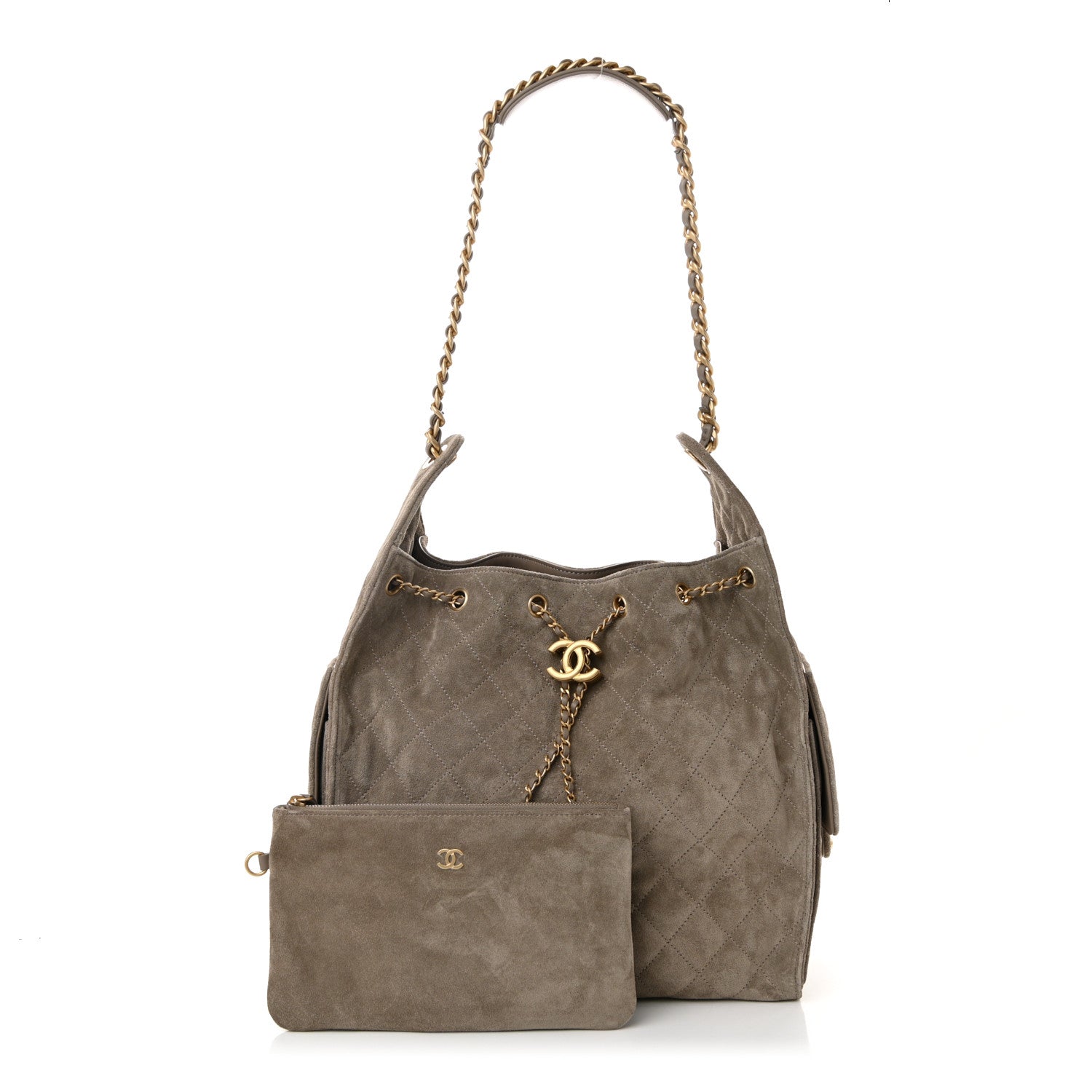 Chanel Suede Quilted Medium Chanel 25 Handbag Dark Grey 3 of 12