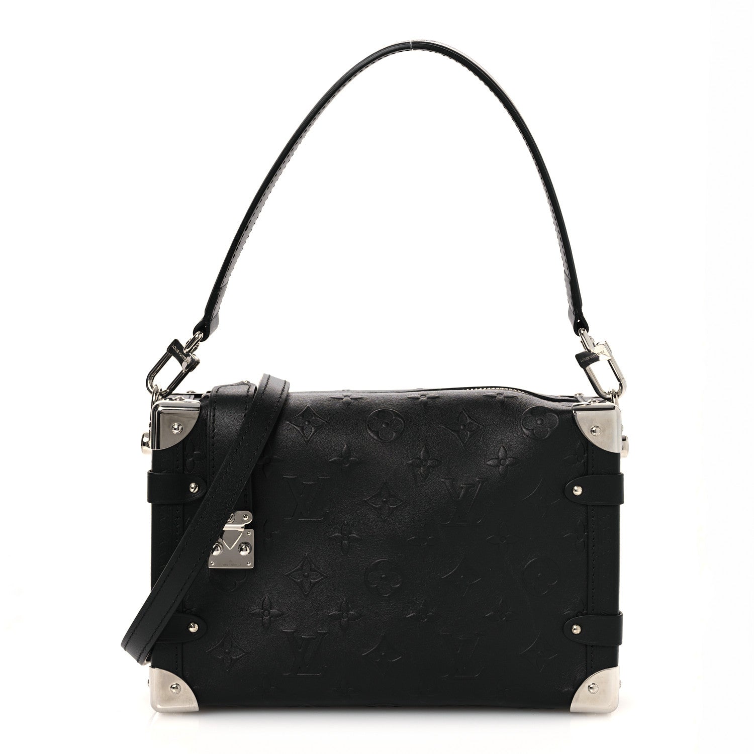 Louis Vuitton Calfskin Debossed Monogram Side Trunk Black 1 of 11