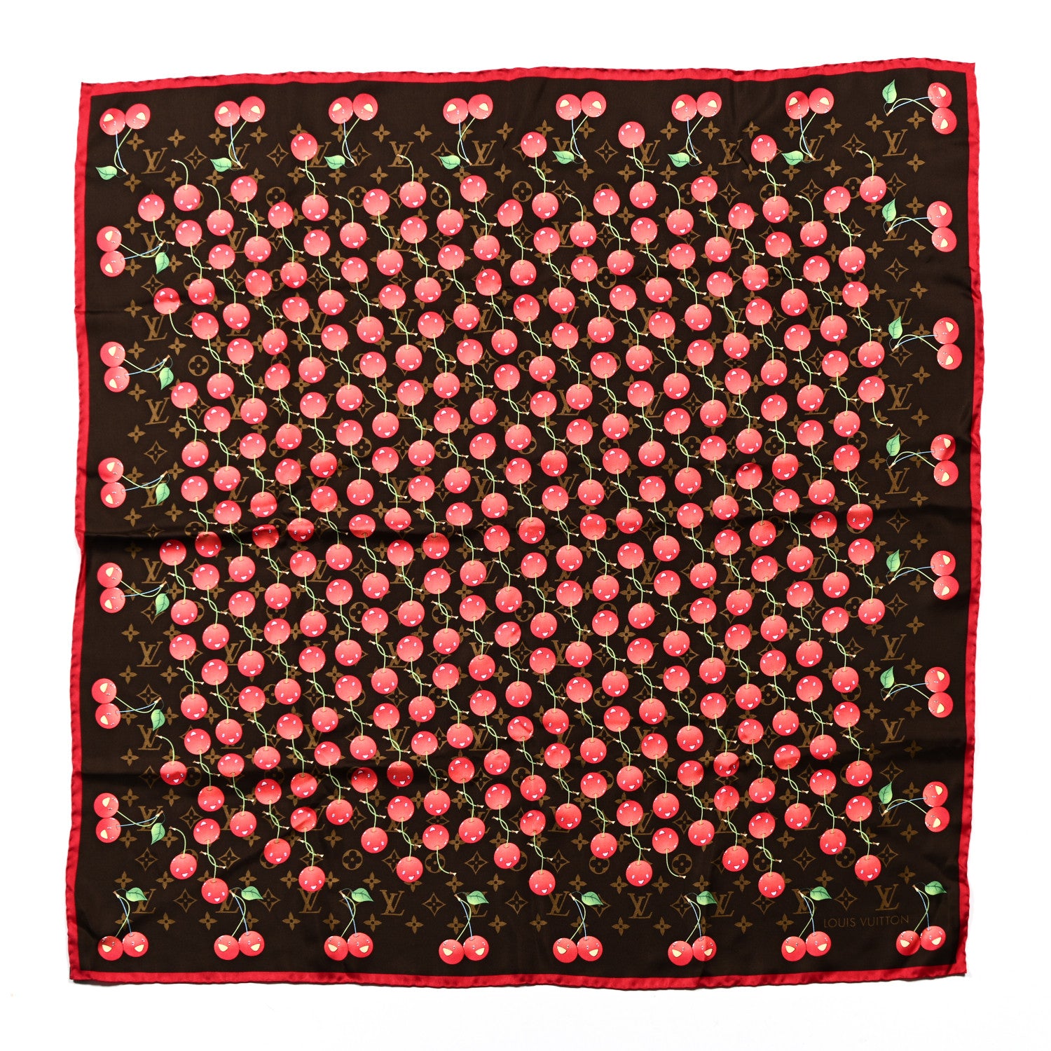 Louis Vuitton Silk Monogram Cerises Scarf 1 of 3
