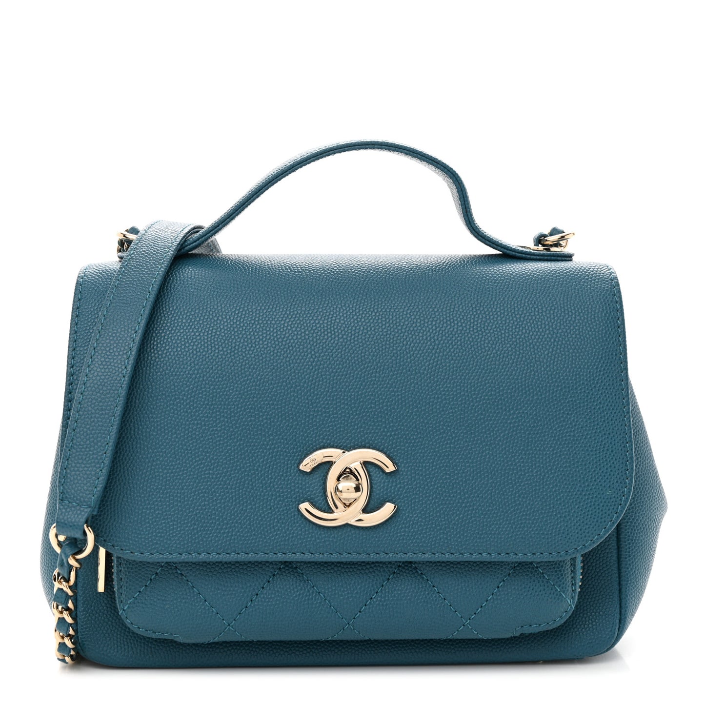 Caviar Quilted Small Business Affinity Flap Blue