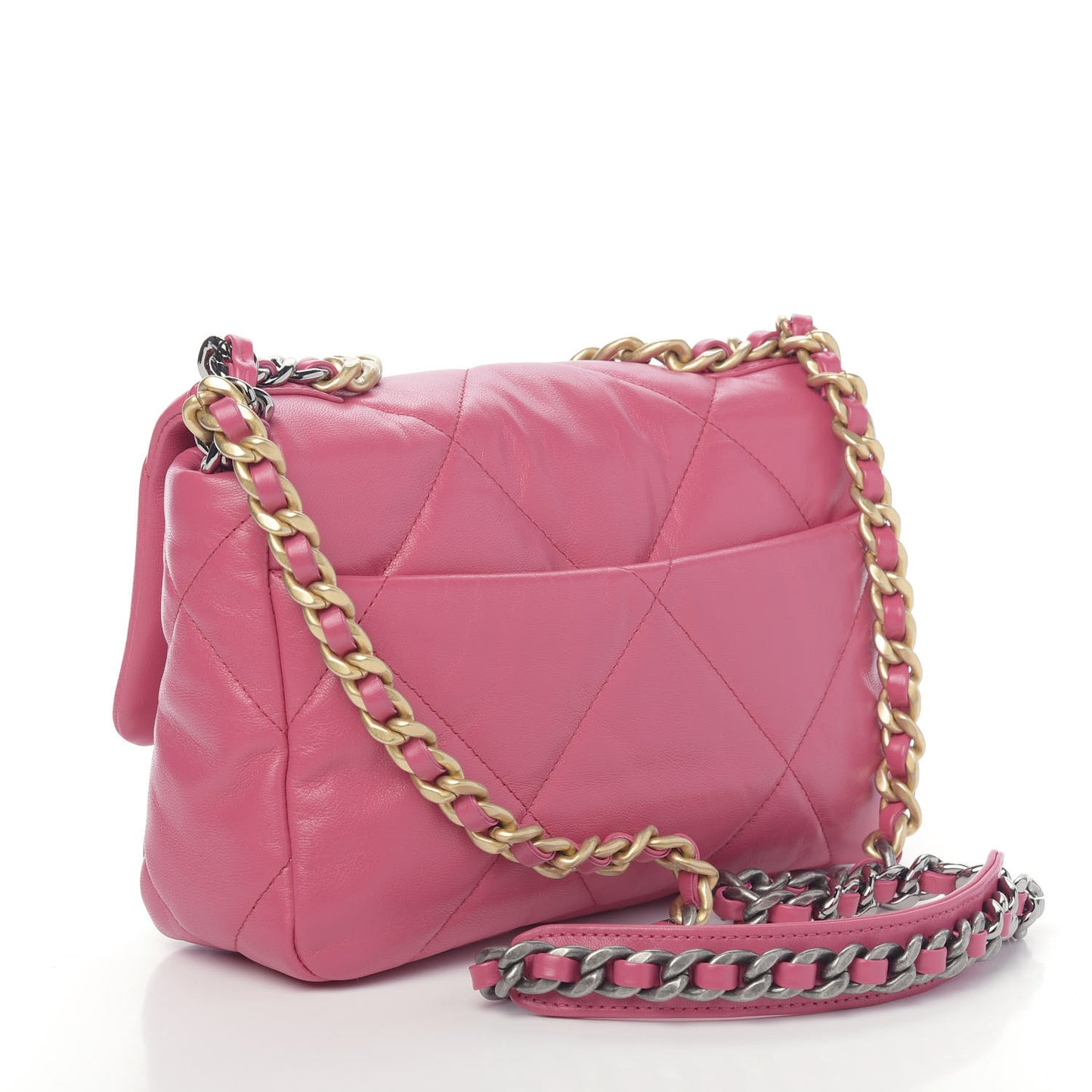 Lambskin Quilted Medium 19 Flap Dark Pink