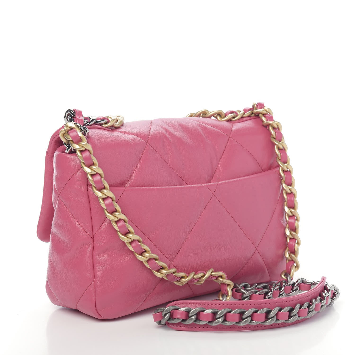 Chanel Lambskin Quilted Medium 19 Flap Dark Pink 3 of 14