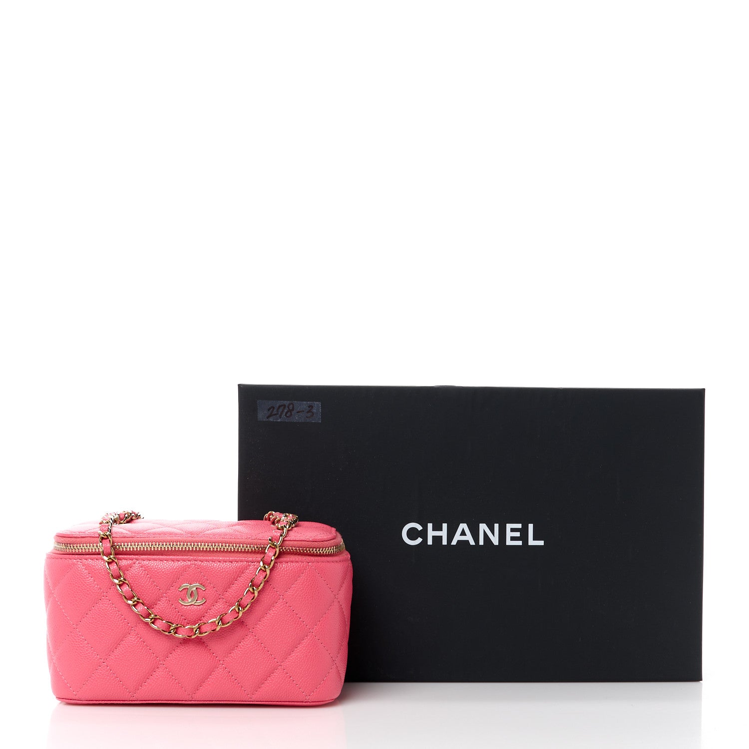 Chanel Caviar Quilted Small Vanity Case With Chain Pink 11 of 11