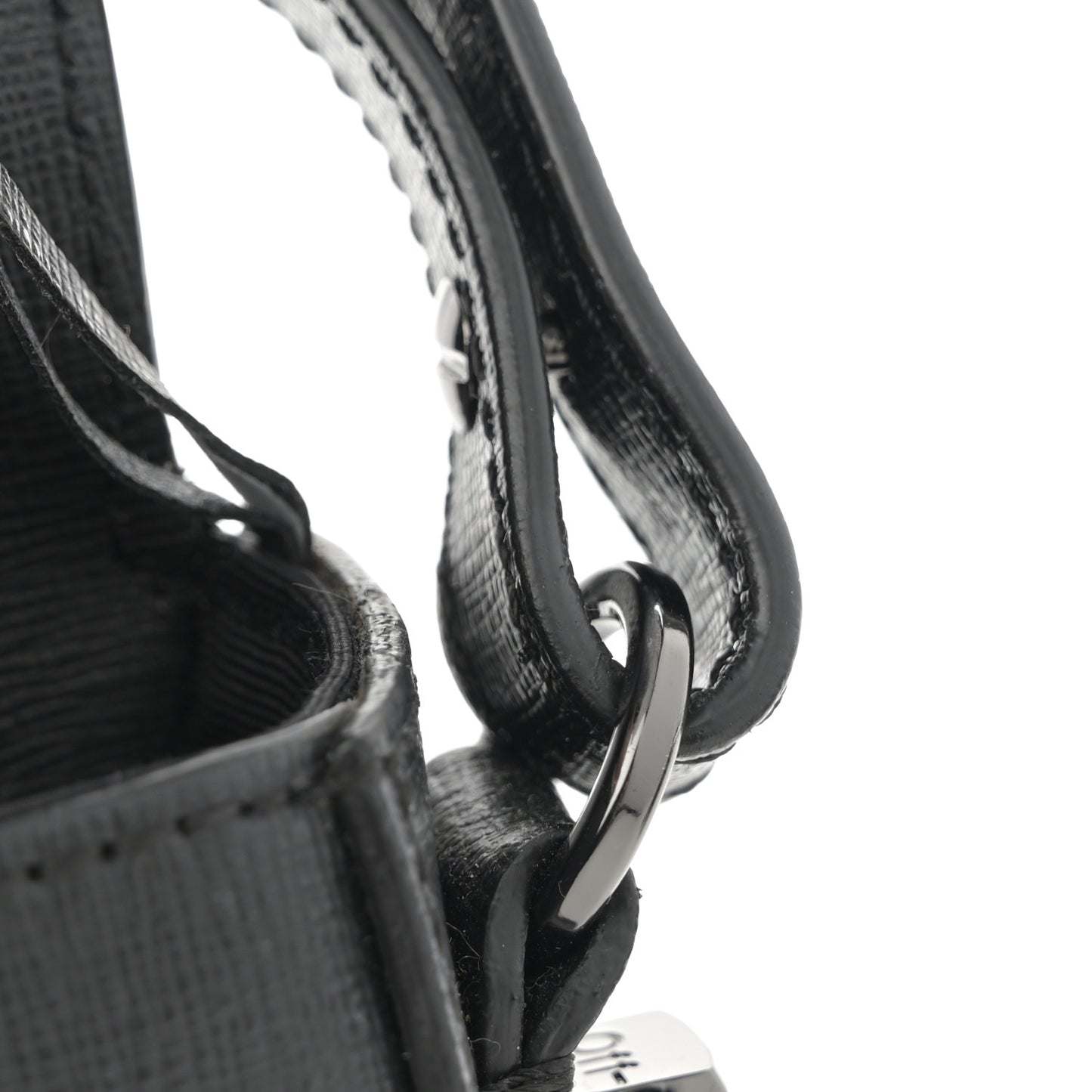 Saffiano Striped Baby Diag Binder Clip Bag Black White