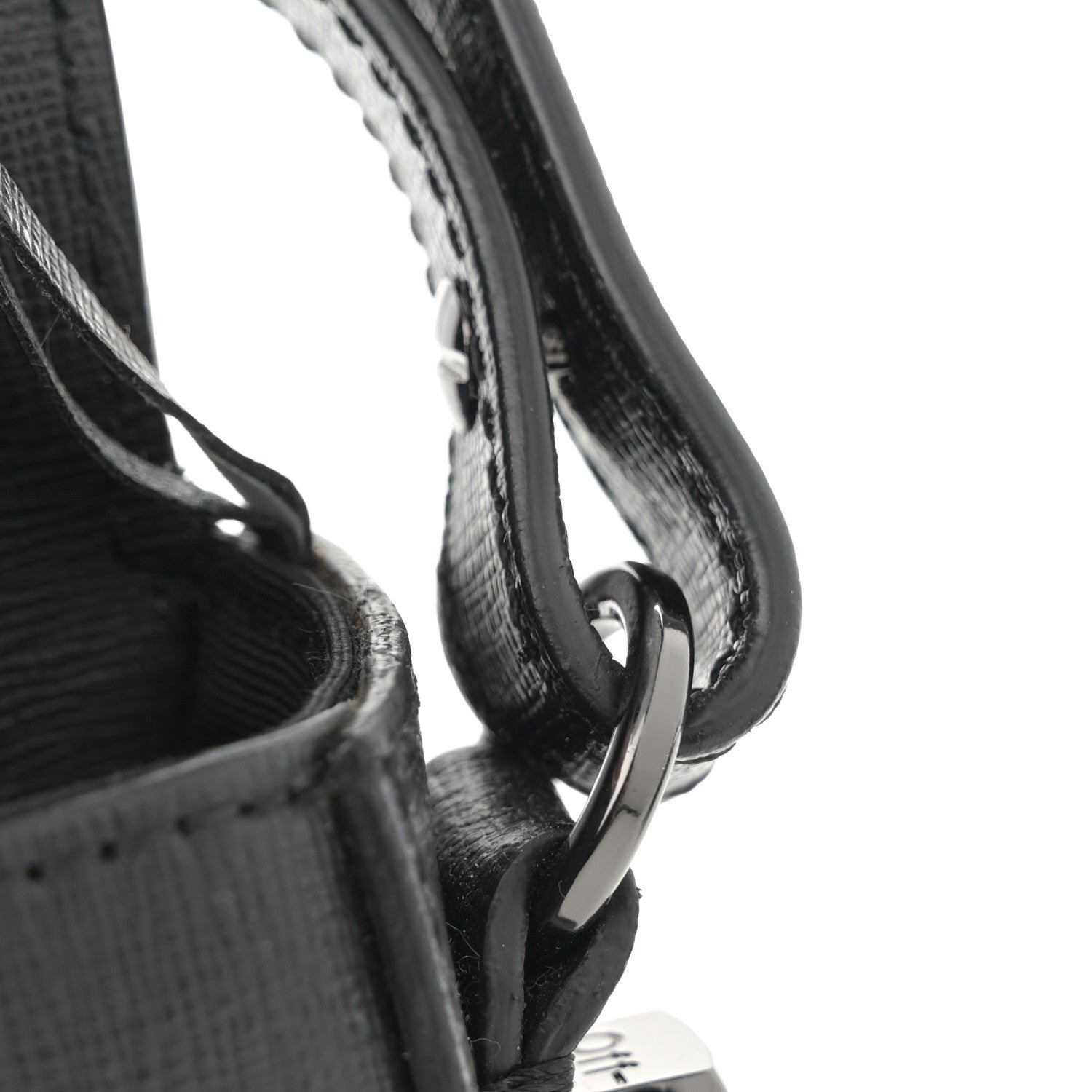 Off-White Saffiano Striped Baby Diag Binder Clip Bag Black White 10 of 12