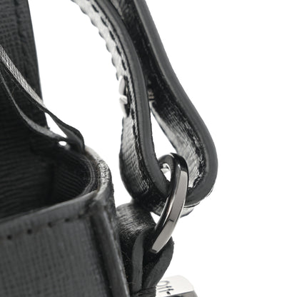 Off-White Saffiano Striped Baby Diag Binder Clip Bag Black White 10 of 12