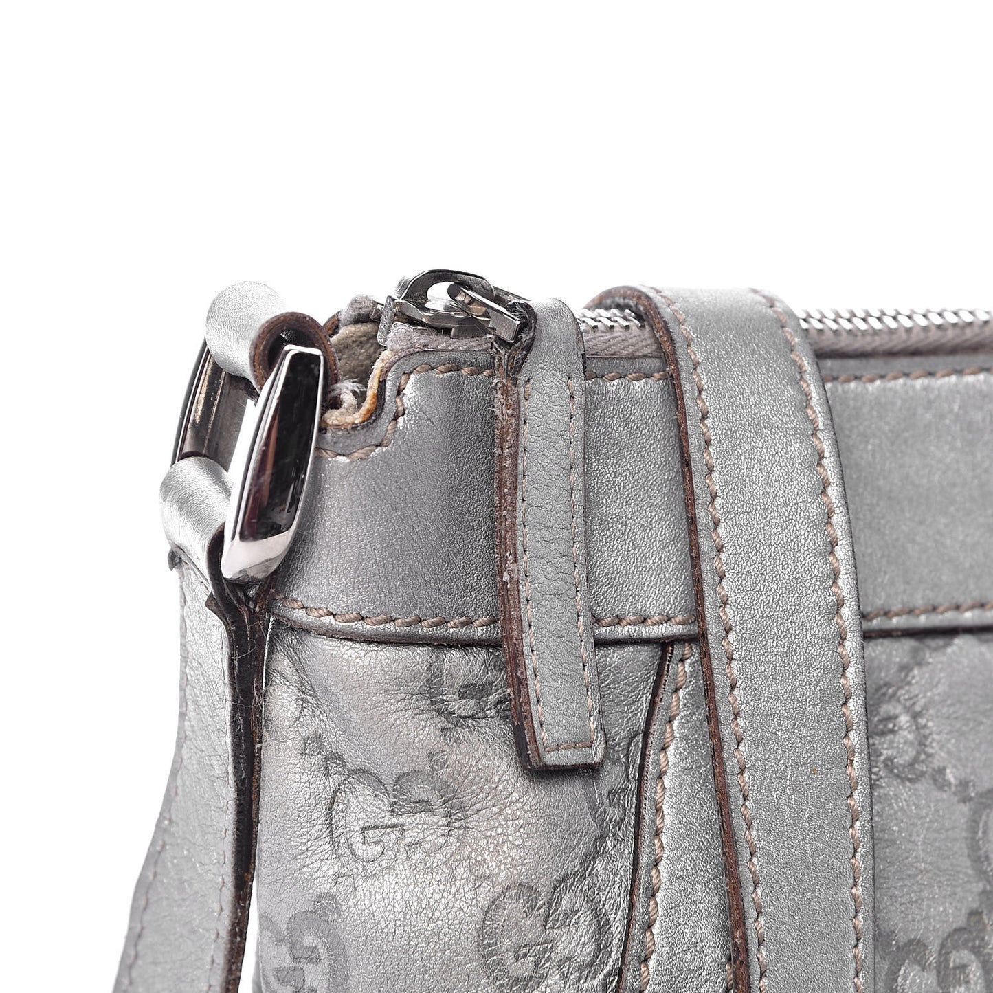 Guccissima Small D Ring Messenger Silver